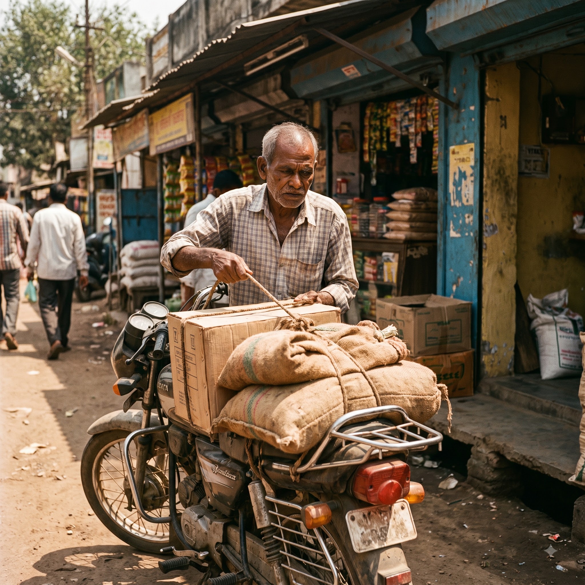 A small shopkeeper earning his daily income